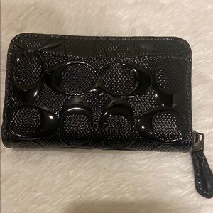 Coach Black Patent Signature Embossed Women's Wallet